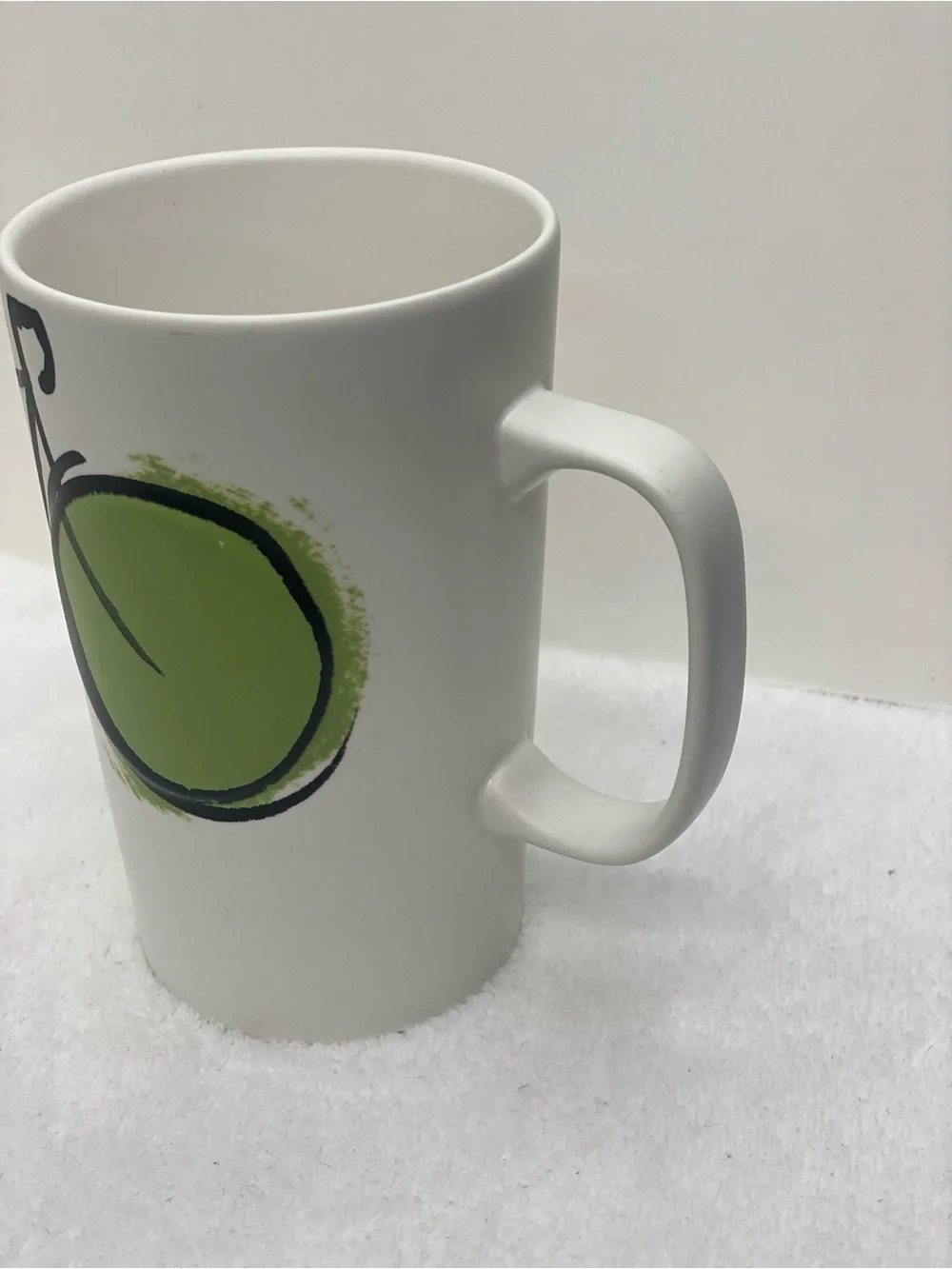 Starbucks 16oz Coffee Mug 2015 Green Dot Collection Bicycle Black Lined Bike